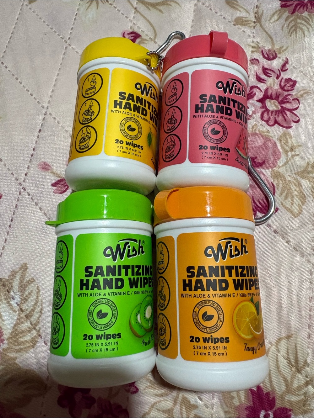 Wish Sanitizing Hand Wipes - Pink, Yellow, Green, Orange Pop-Top Tubs